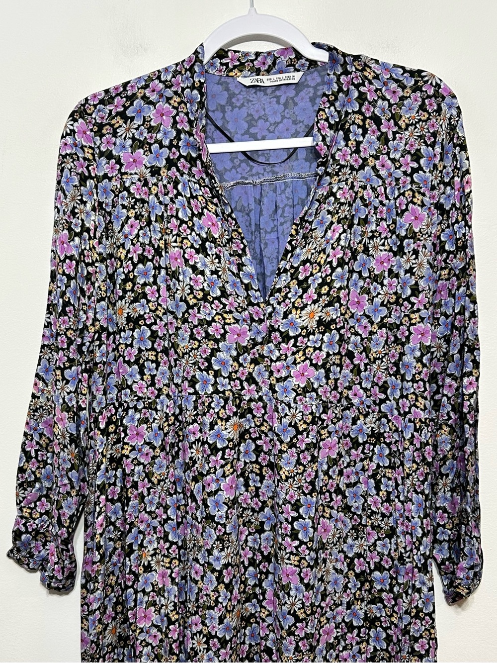 Zara Ditsy Floral Cottagecore Prairie Maxi Dress Womens Size Large - Picture 4 of 8